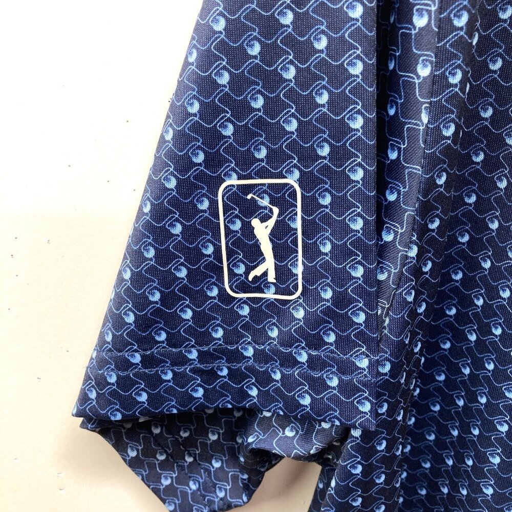 PGA‎ Tour Golf Polo, Men's Size Large, Blue Pattern Athletic Fit Stretch NEW - Picture 6 of 13